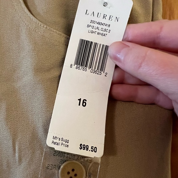 Lauren Ralph Lauren Wheat Jeans Pants Zipper Coin Pocket Vintage 90s NWT Size 16 - Picture 8 of 10